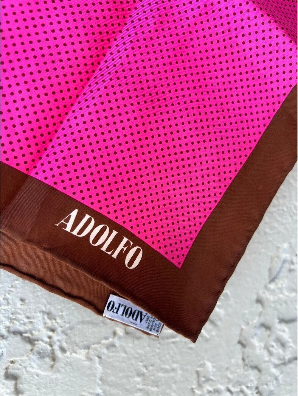 Vintage Adolfo Autumn Multi-Colors Orange Brown Pink Silk scarf 13”X 44”